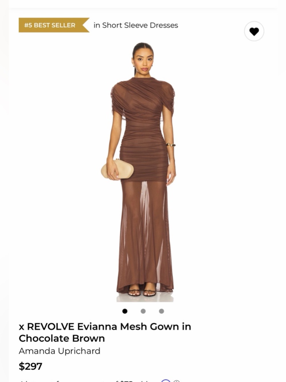 Revolve x Amanda Uprichard - Brown Mesh Ruched Maxi Dress - Picture 4 of 5